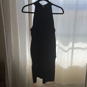 Black Spandex shoulder-less dress with button up on back side from Hollywood.